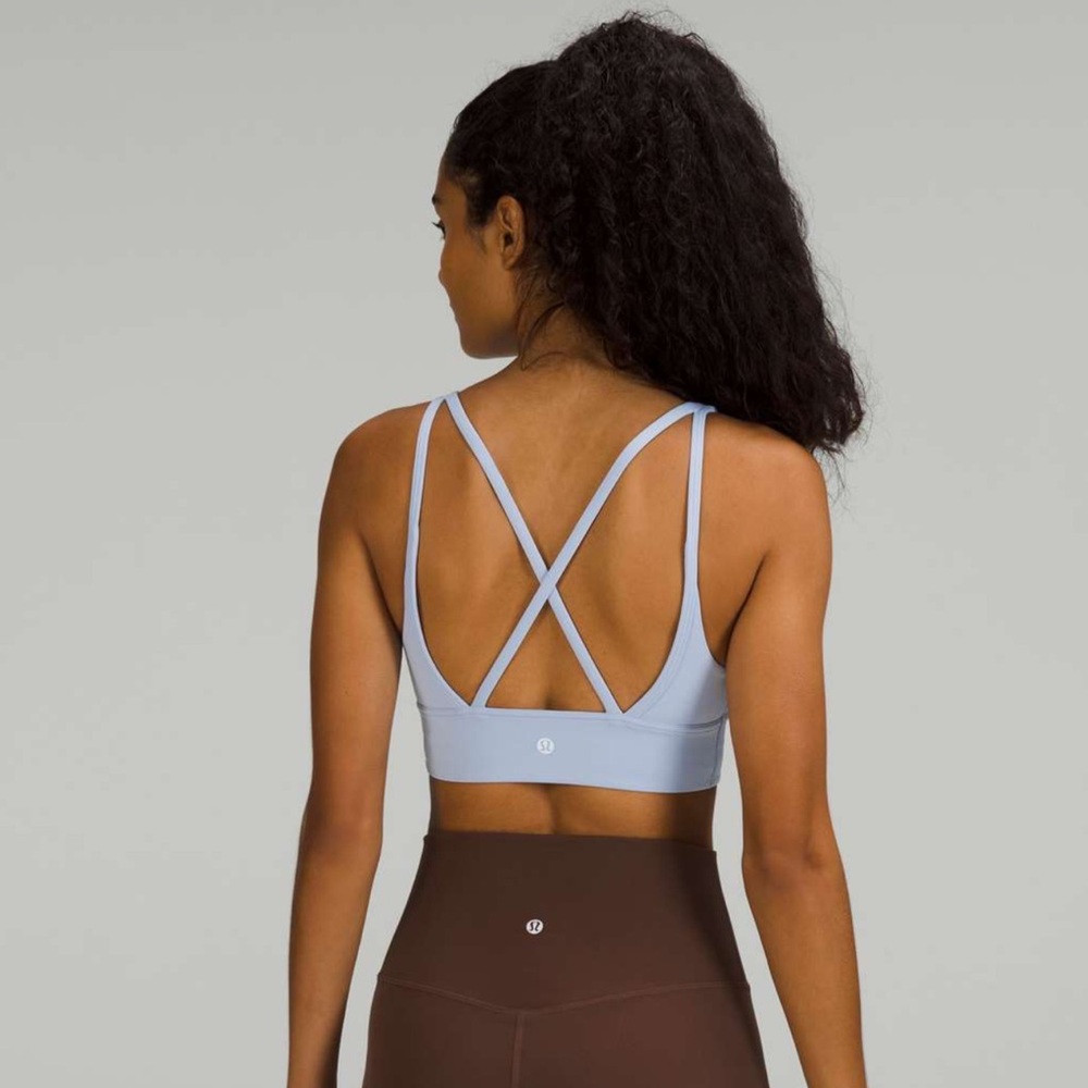 Lululemon In Alignment Longline Bra Blue Linen Size 6